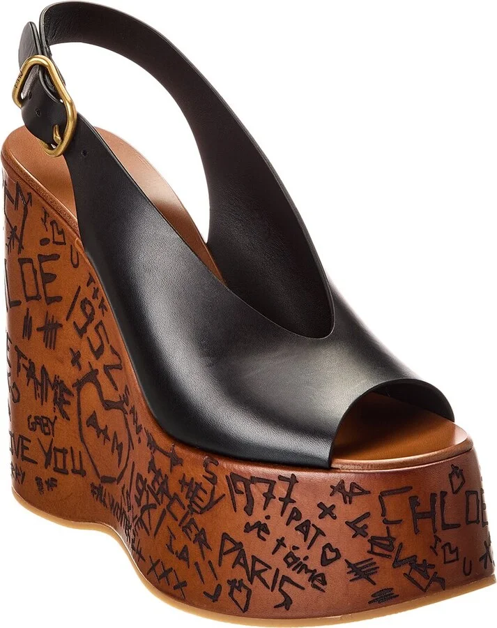 Chloé Maxime Leather Wedge Sandal