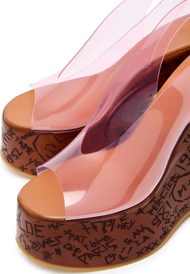 Chloé Maxime Transparent Pink Tpu Platform Summer Wedge Sandals UK8 / EU47 - Image 3