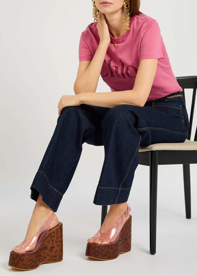 Chloé Maxime Transparent Pink Tpu Platform Summer Wedge Sandals UK8 / EU47 - Image 5