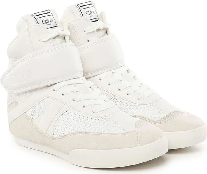 Chloé Mesh And Suede Kick High-Top Sneakers Shoes - Image 2