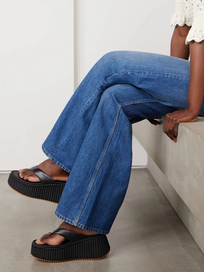Chloé - Nama Leather Platform Flip Flops - Black - Image 2