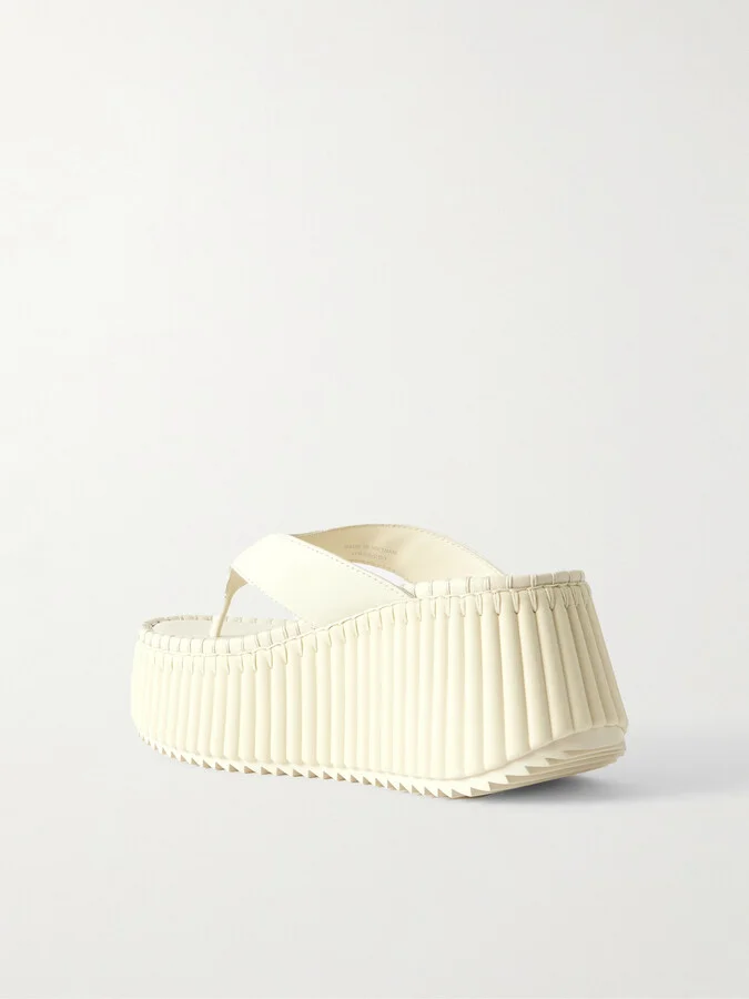 Chloé - Nama Leather Platform Flip Flops - Off-white - Image 3