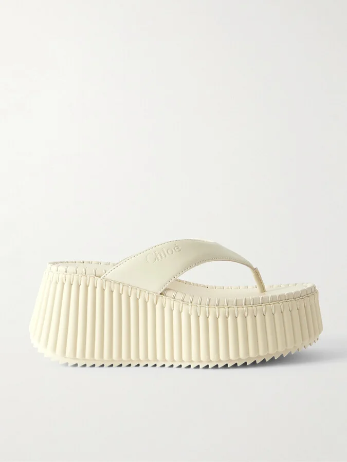 Chloé - Nama Leather Platform Flip Flops - Off-white