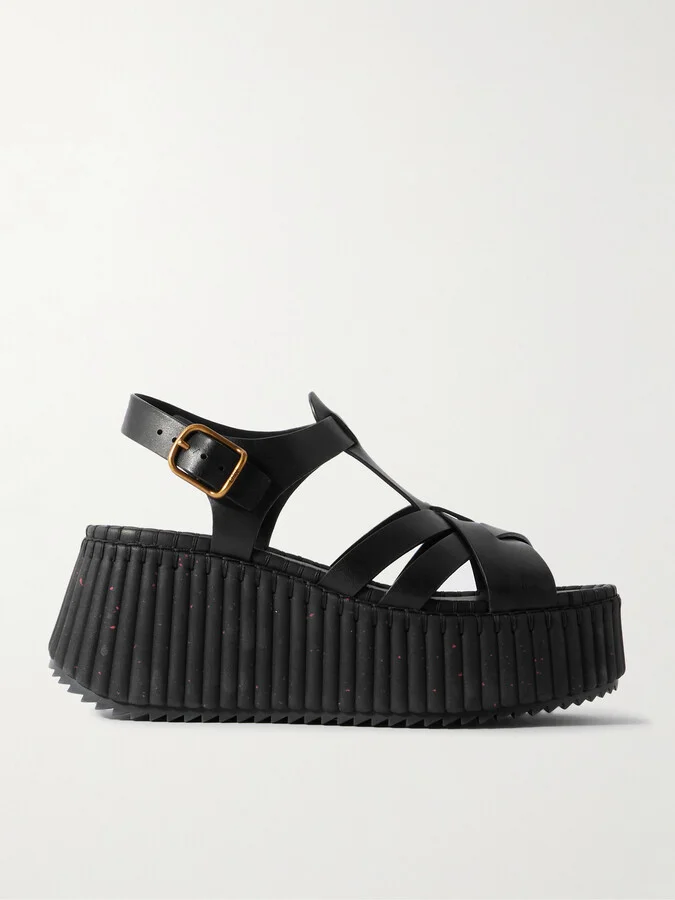Chloé - Nama Leather Platform Sandals - Black