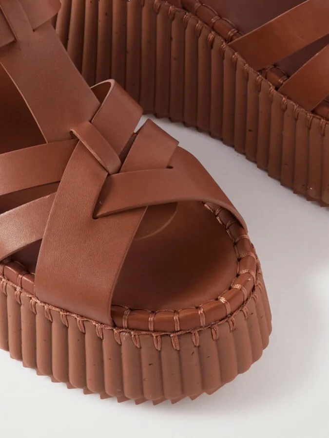 Chloé - Nama Leather Platform Sandals - Brown - Image 4