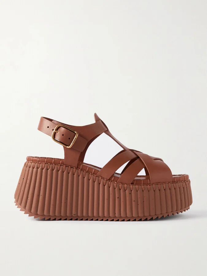 Chloé - Nama Leather Platform Sandals - Brown