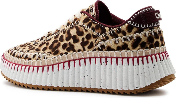 Chloe Nama Leopard-print Calf-hair Sneakers - Image 2