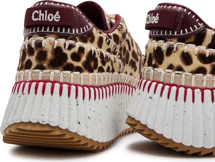 Chloe Nama Leopard-print Calf-hair Sneakers - Image 3