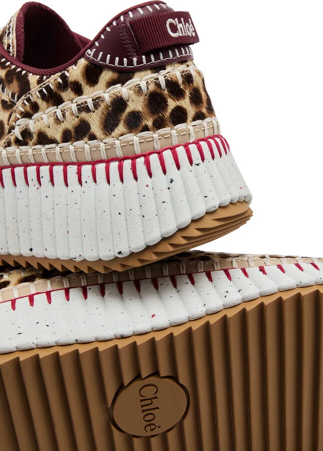 Chloe Nama Leopard-print Calf-hair Sneakers - Image 4