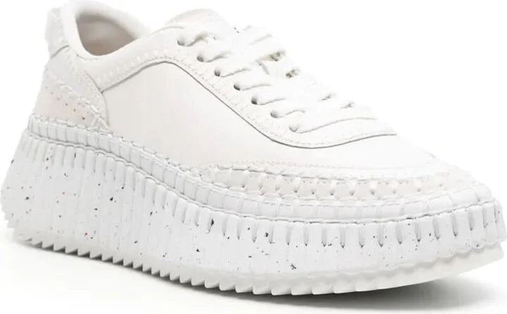 Chloé Nama Monochrome Leather Sneakers Shoes - Image 2