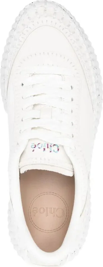 Chloé Nama Monochrome Leather Sneakers Shoes - Image 4