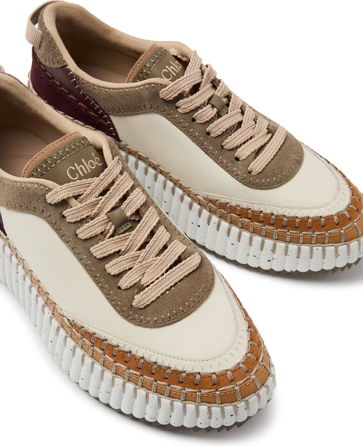 Chloe Nama Panelled Leather Sneakers - Image 3