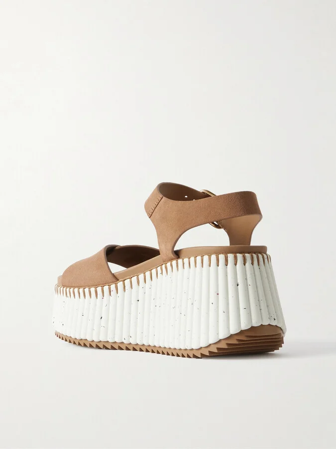 Chloé - Nama Suede Platform Sandals - Brown - Image 3
