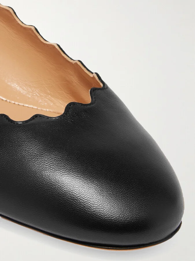 Chloé - + Net Sustain Lauren Scalloped Leather Ballet Flats - Black - Image 5