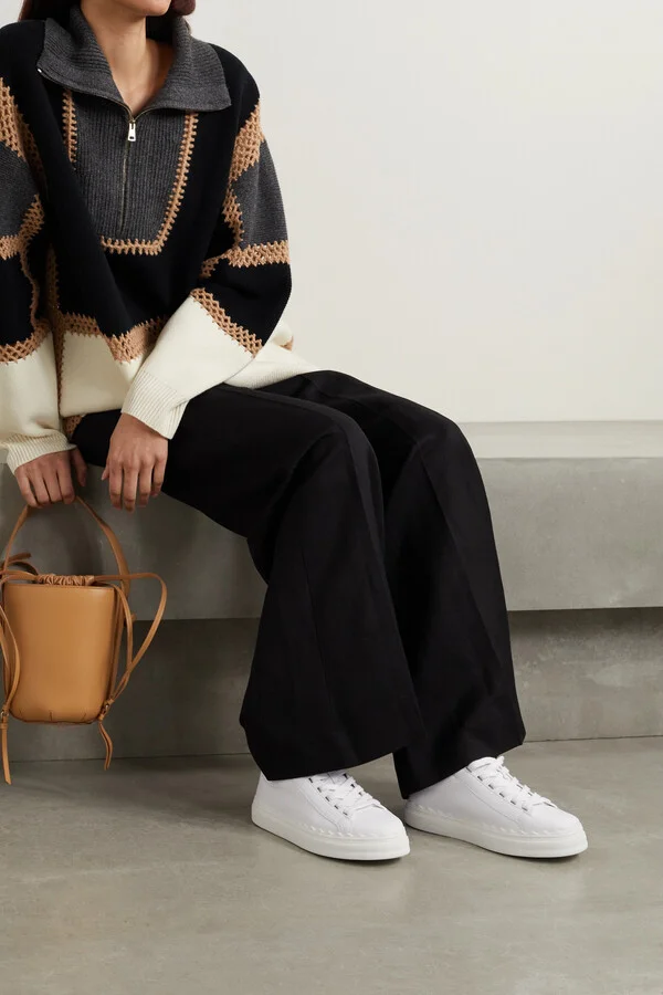 Chloé - + Net Sustain Lauren Scalloped Leather Sneakers - White - Image 2