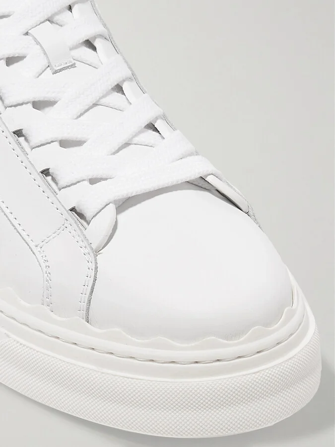 Chloé - + Net Sustain Lauren Scalloped Leather Sneakers - White - Image 4
