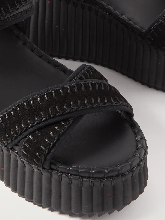 Chloé - + Net Sustain Nama Suede And Leather Platform Sandals - Black - Image 4