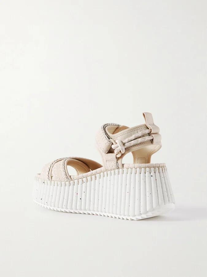Chloé - + Net Sustain Nama Suede And Leather Platform Sandals - White - Image 3