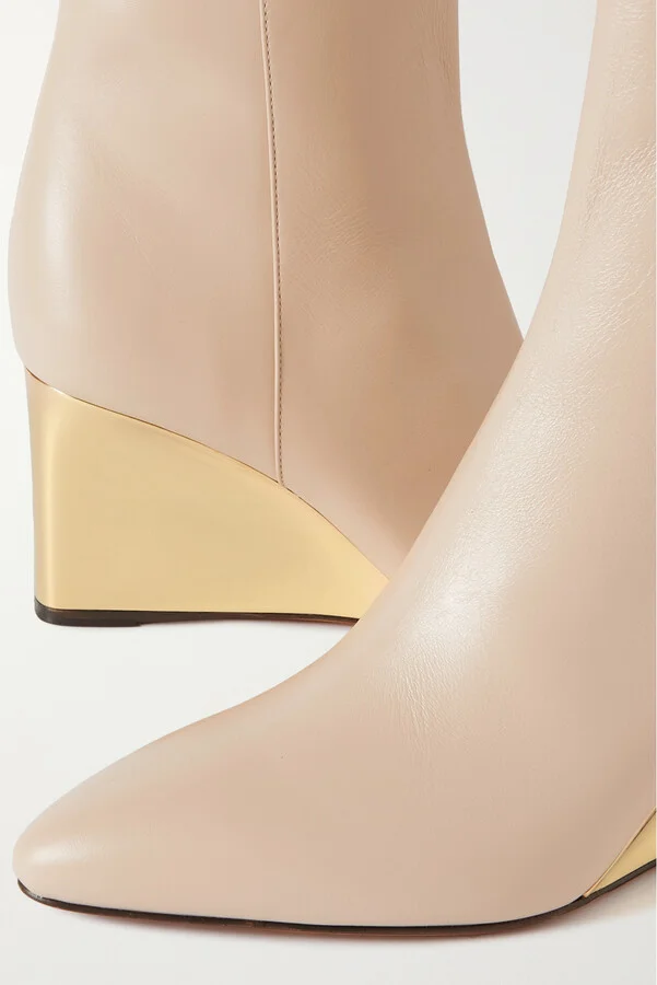 Chloé - + Net Sustain Rebecca Leather Wedge Ankle Boots - Off-white - Image 4