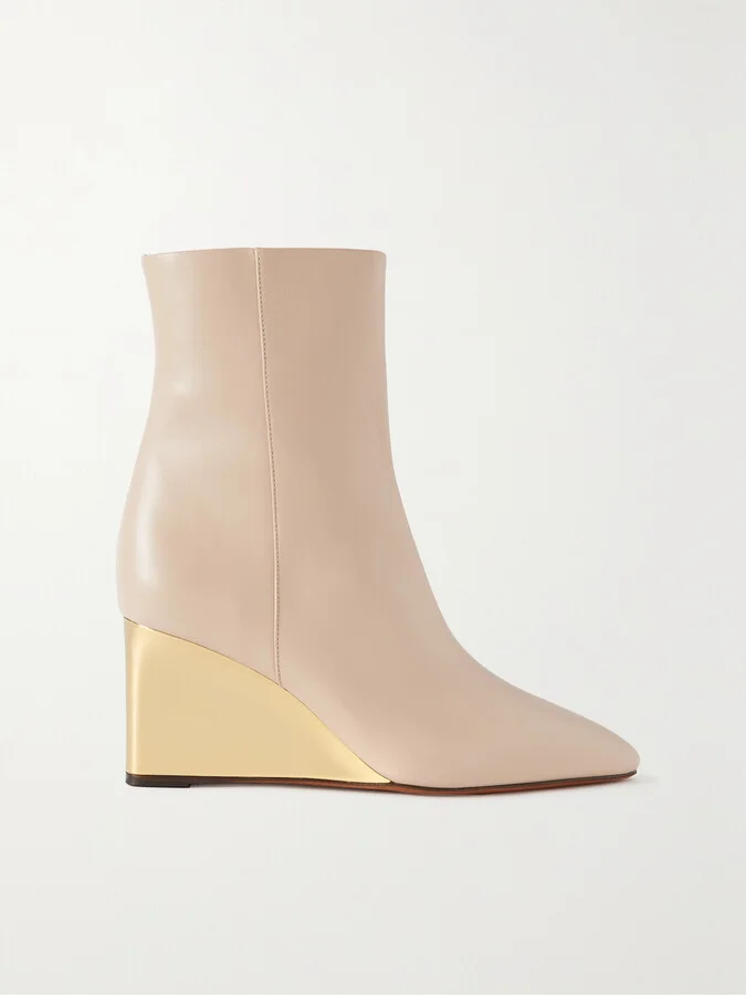 Chloé - + Net Sustain Rebecca Leather Wedge Ankle Boots - Off-white