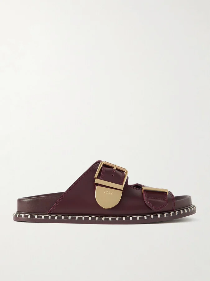 Chloé - + Net Sustain Rebecca Whipstiched Leather Slides - Burgundy