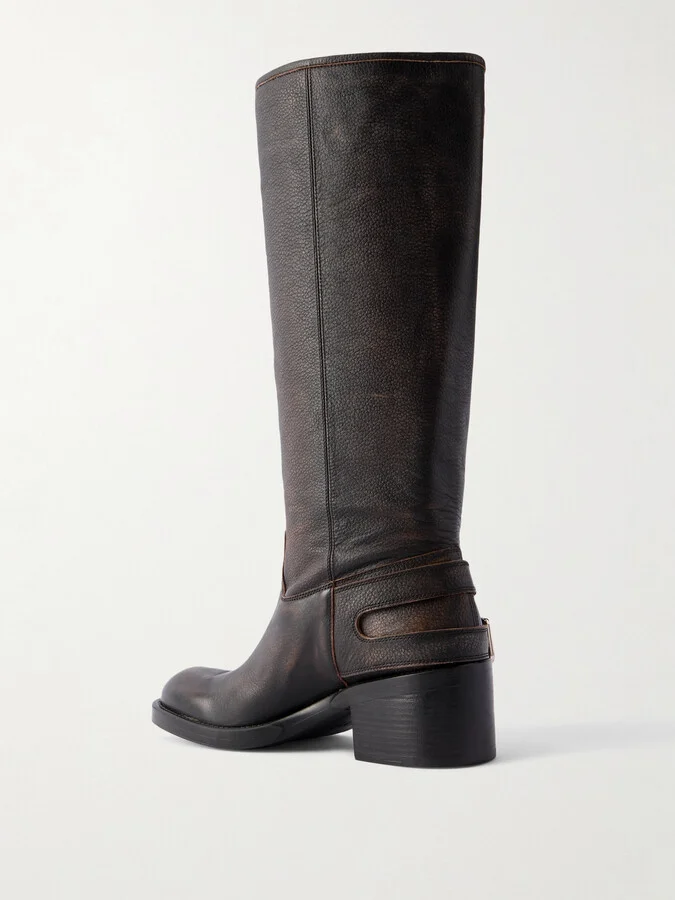 Chloé - New Bikers Buckled Textured-leather Boots - Black - Image 3