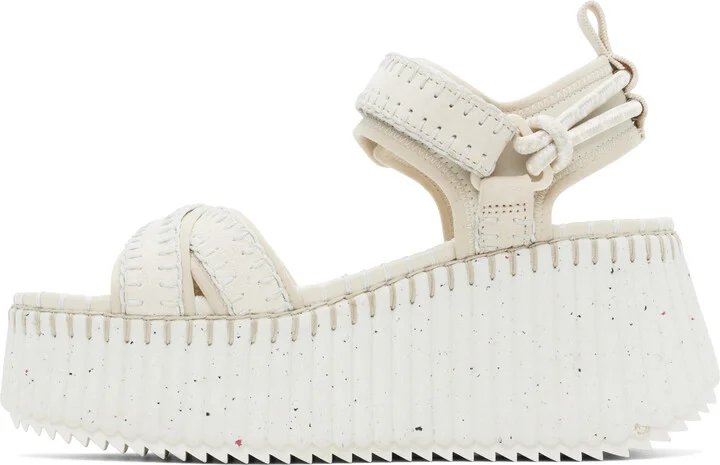 Chloé Off-White Nama Wedge Sandals - Image 3