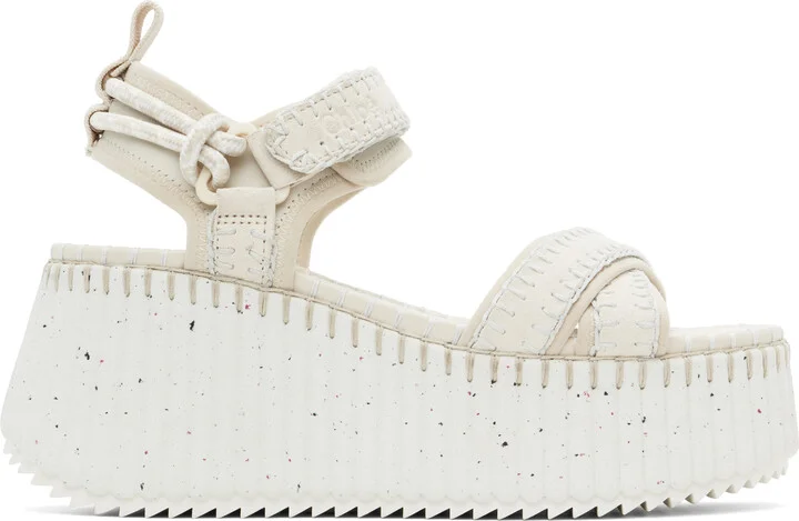 Chloé Off-White Nama Wedge Sandals