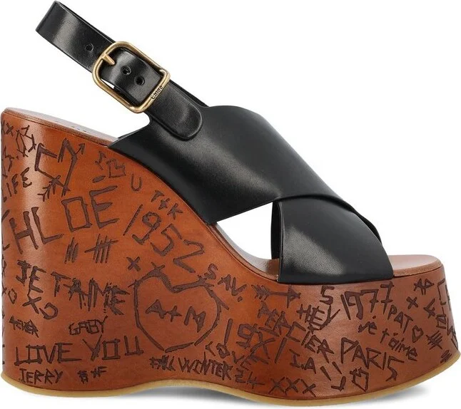 Chloé Open Toe Wedge Sandals