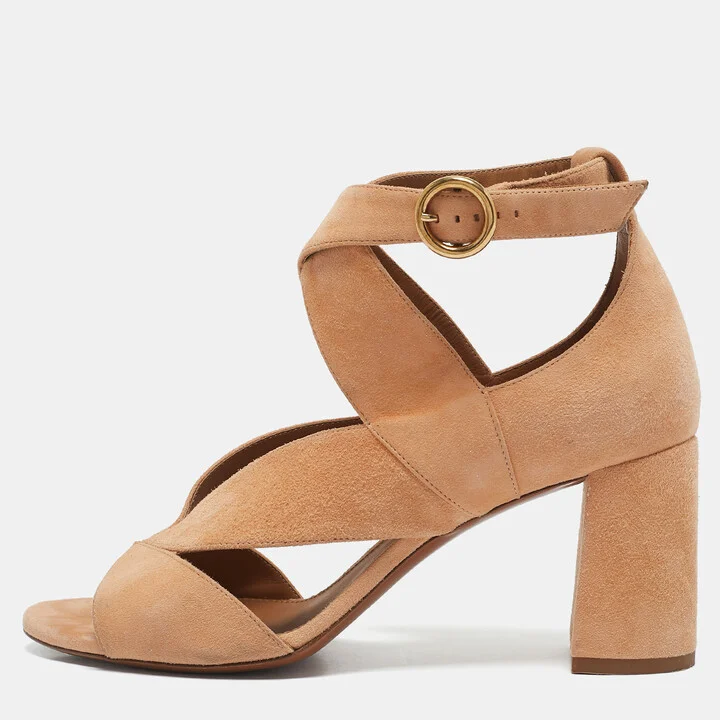 Chloe Orange Suede Ankle Strap Sandals Size 38