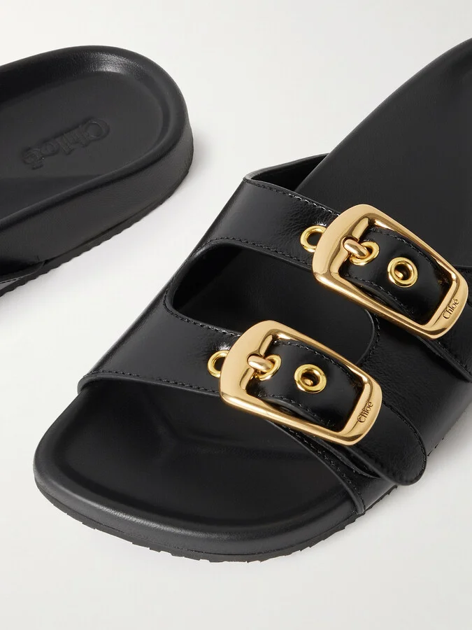 Chloé - Polly Leather Slides - Black - Image 4