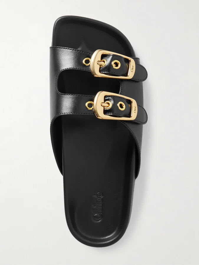 Chloé - Polly Leather Slides - Black - Image 5