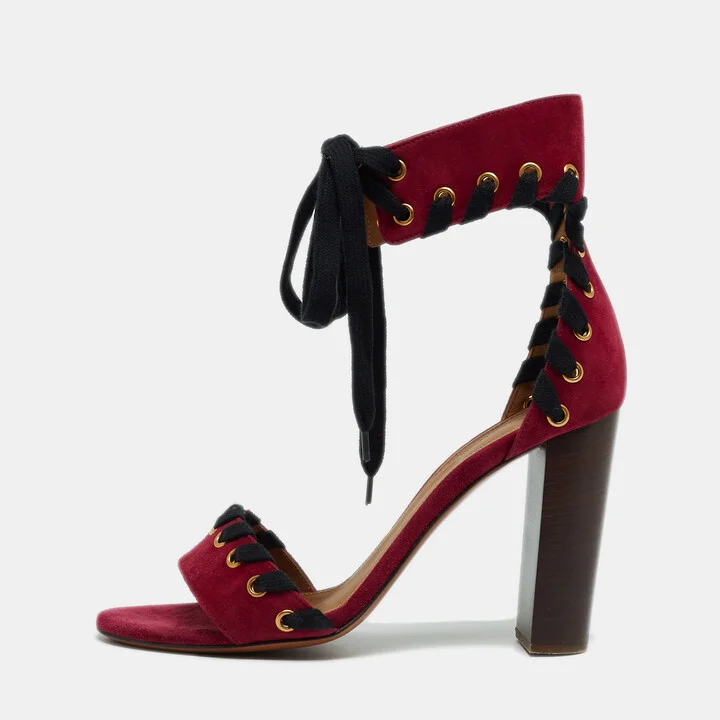 Chloe Purple Suede Ankle Strap Sandals Size 40