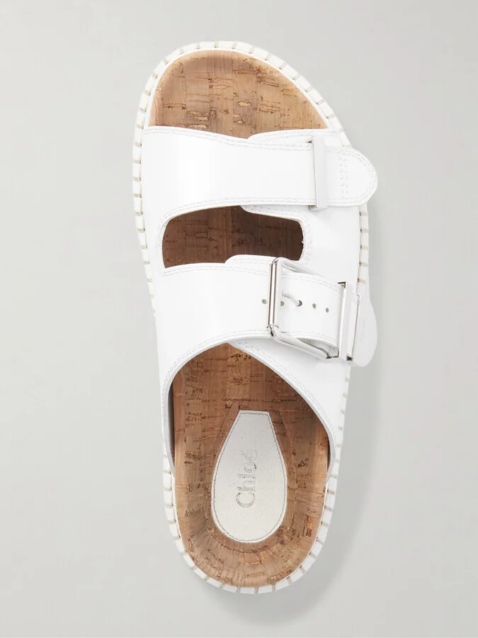Chloé - Rebecca Buckled Leather Slides - White - Image 5