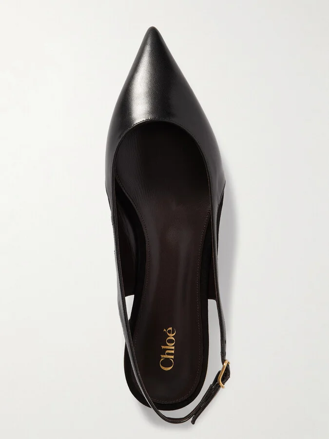 Chloé - Saada Suede-trimmed Leather Slingback Ballet Flats - Black - Image 5