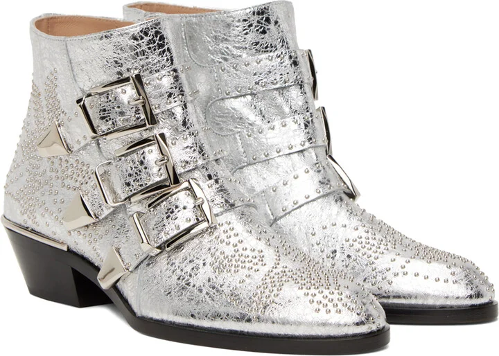 Chloé Silver Susanna Ankle Boots - Image 4