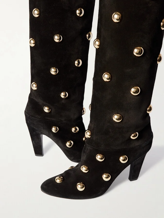 Chloé - Studded Suede Over-the-knee Boots - Black - Image 4