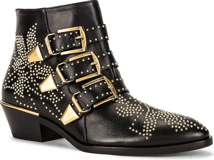 Chloe Susanna Leather Studded Booties in Black - Image 2