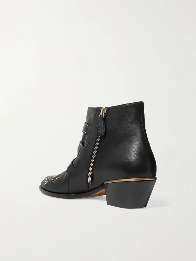 Chloé - Susanna Studded Leather Ankle Boots - Black - Image 3