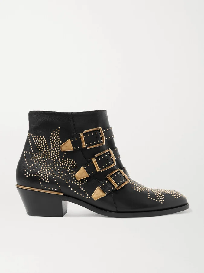 Chloé - Susanna Studded Leather Ankle Boots - Black