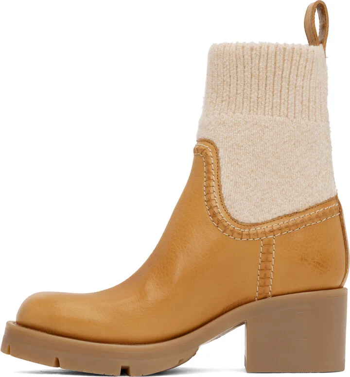Chloé Tan & Beige Neva Sock Boots - Image 3