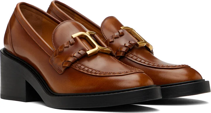 Chloé Tan Marcie Heeled Loafers - Image 4