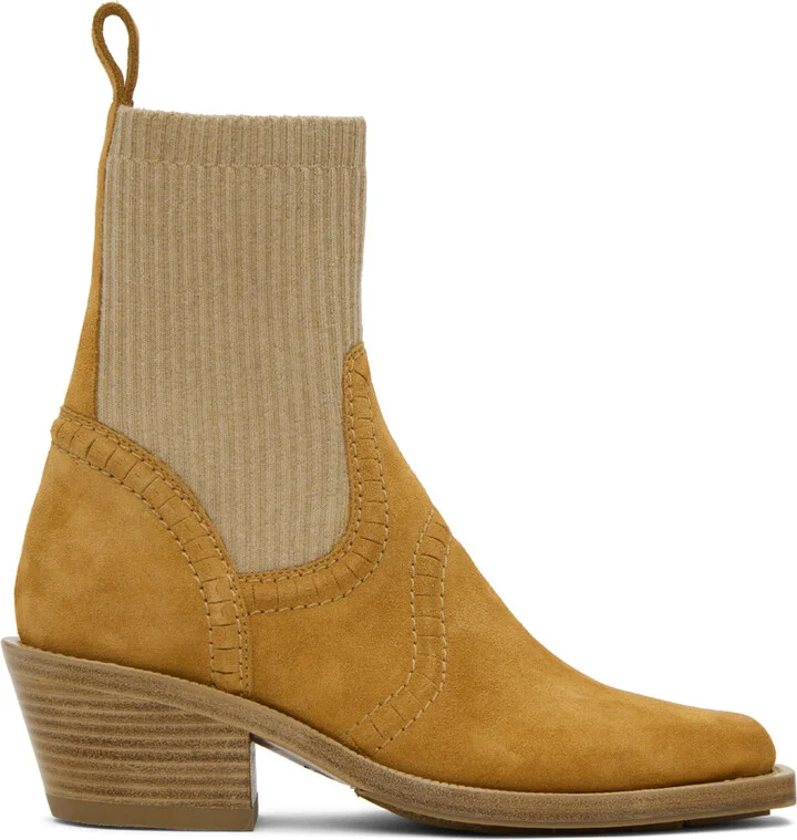 Chloé Tan Nellie Ankle Boots