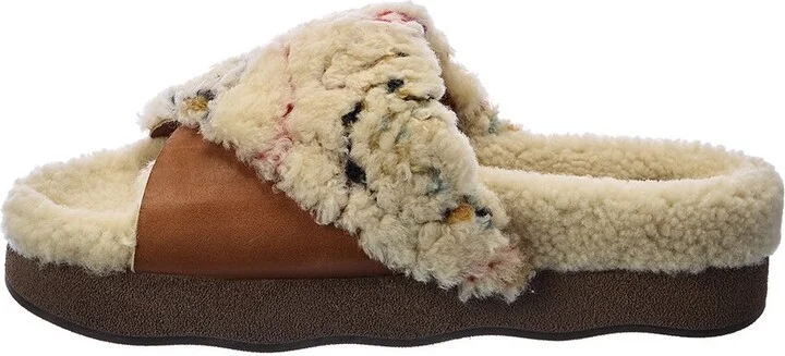 Chloé Wavy Shearling & Leather Slide - Image 2
