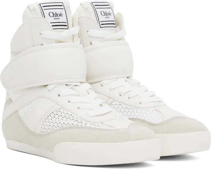 Chloé White & Beige 'Chloé Kick' Sneakers - Image 4