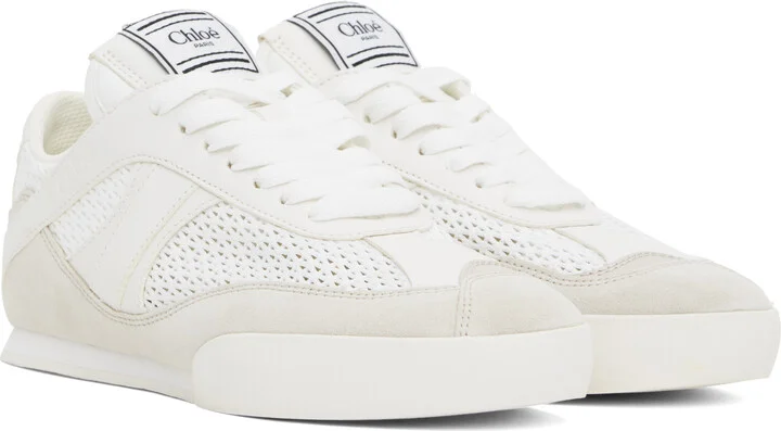 Chloé White & Beige 'Chloé Kick' Sneakers - Image 4