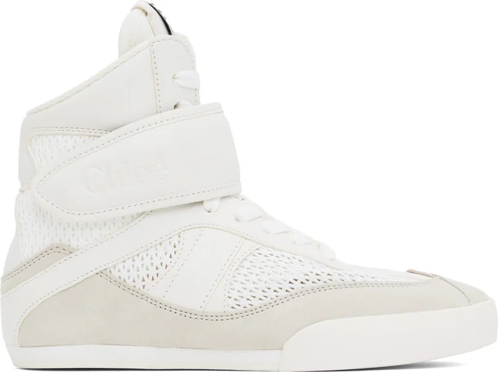 Chloé White & Beige 'Chloé Kick' Sneakers