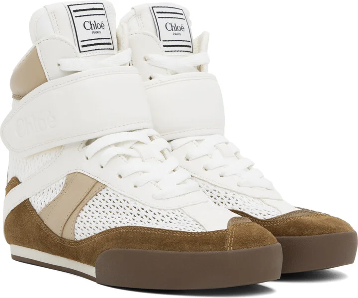 Chloé White & Brown 'Chloé Kick' Sneakers - Image 4
