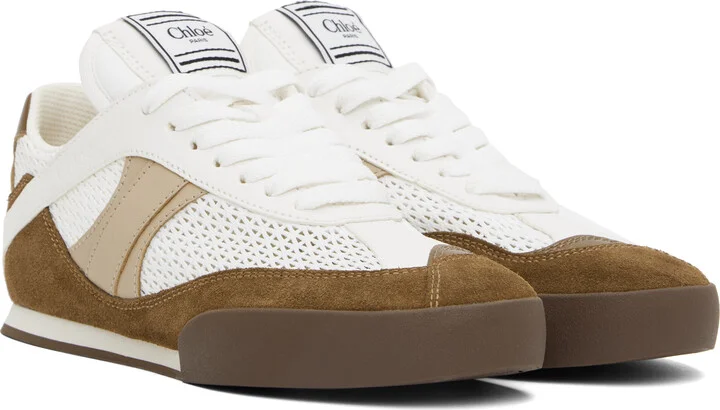 Chloé White & Brown 'Chloé Kick' Sneakers - Image 4