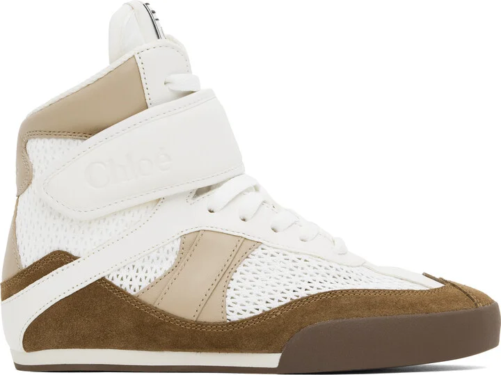 Chloé White & Brown 'Chloé Kick' Sneakers